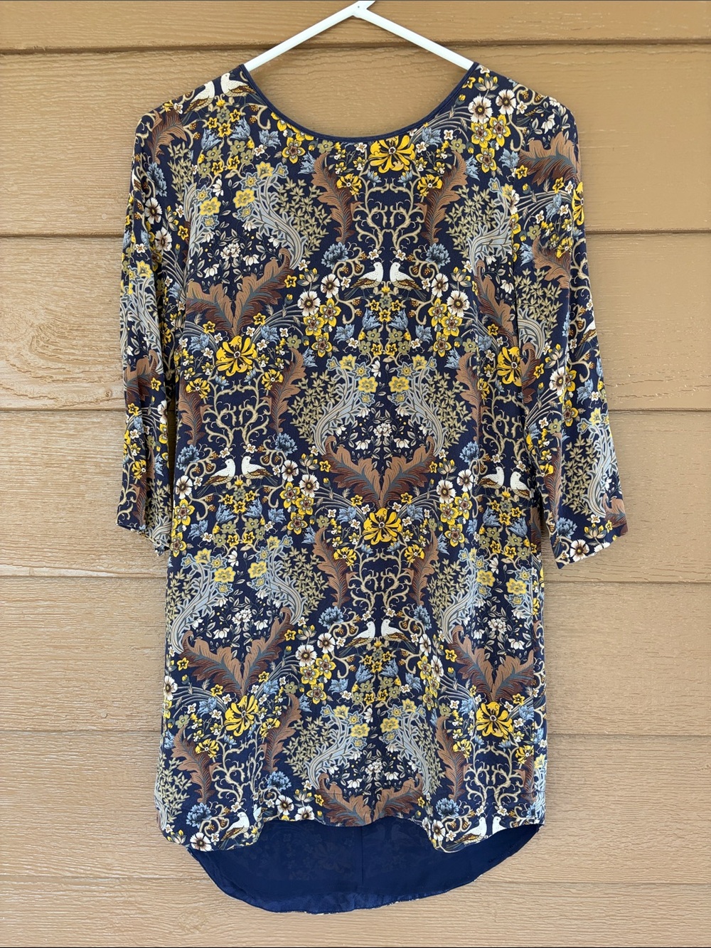 Club Monaco Micaila 100% Silk Navy Paisley and Floral Print High-Low Dress -Sz 2